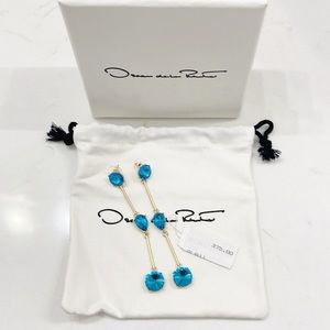 Oscar de la Renta Aqua Blue crystal drop earrings